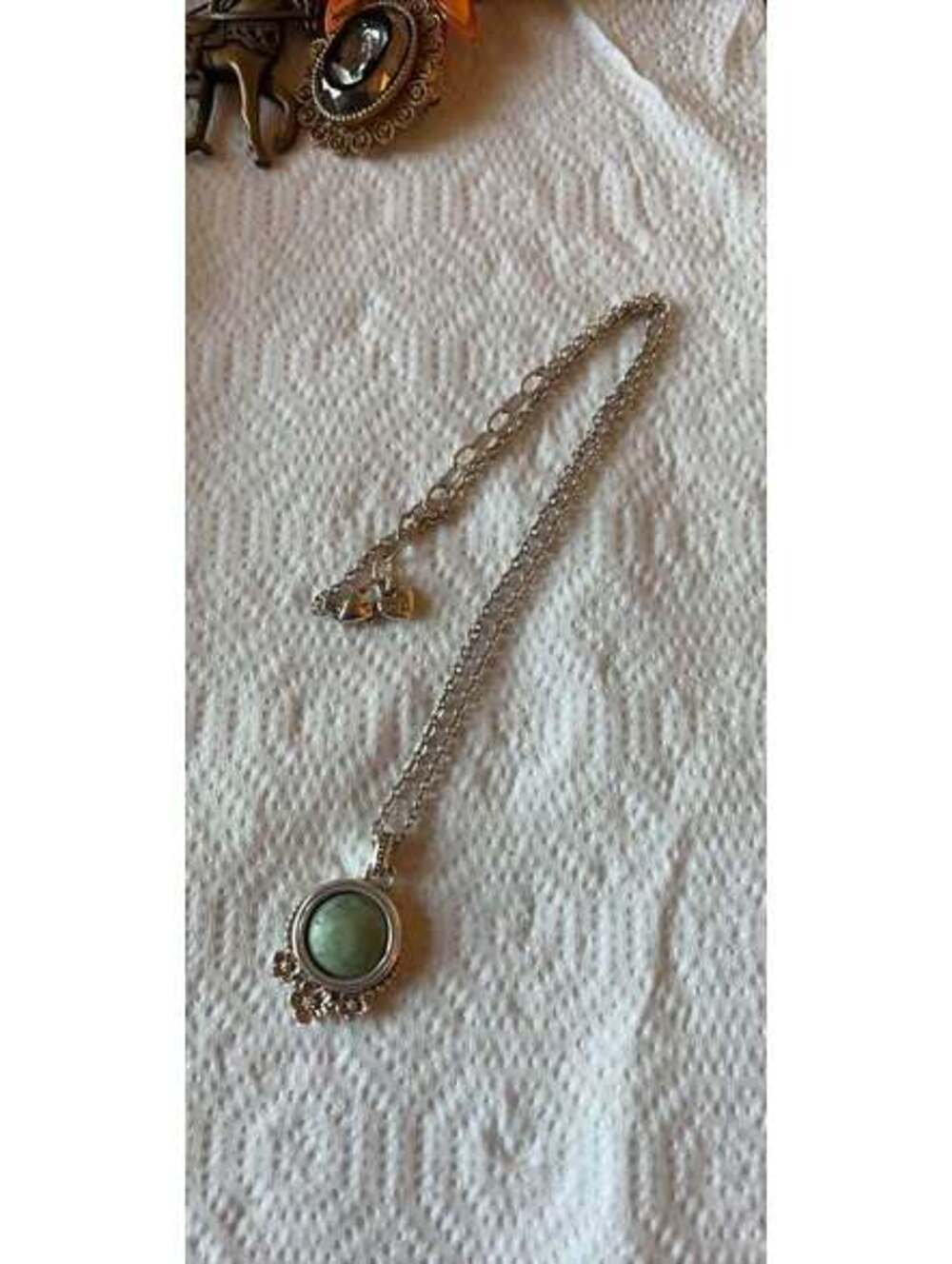 Brighton Silver-Tone Green Stone Pendant Necklace